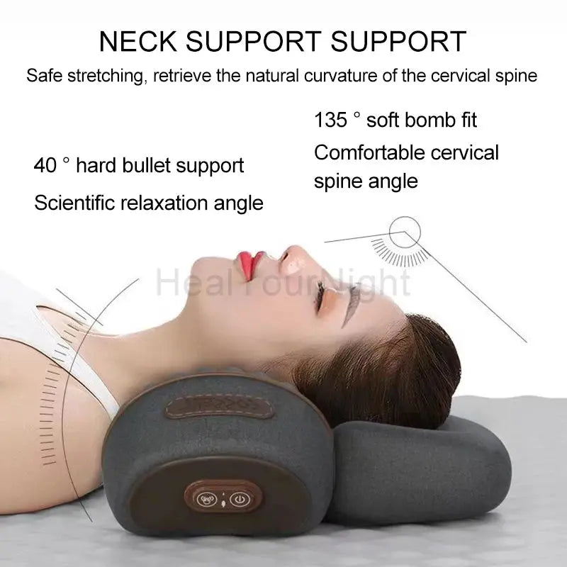 Electric Neck Massage Pillow Heating Vibration Neck Massager Back Cervical Traction Relax Sleeping Memory Foam Spine Support robustandrustic