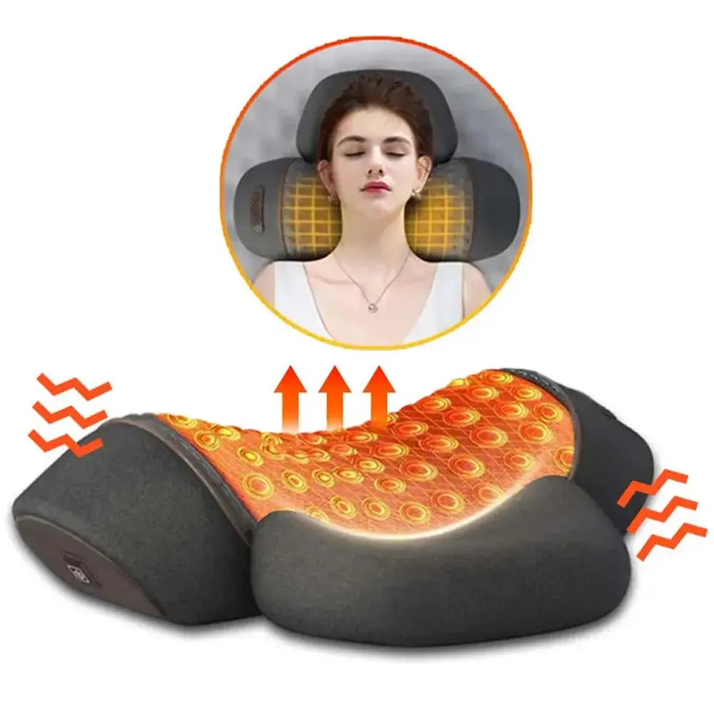 Electric Neck Massage Pillow Heating Vibration Neck Massager Back Cervical Traction Relax Sleeping Memory Foam Spine Support robustandrustic