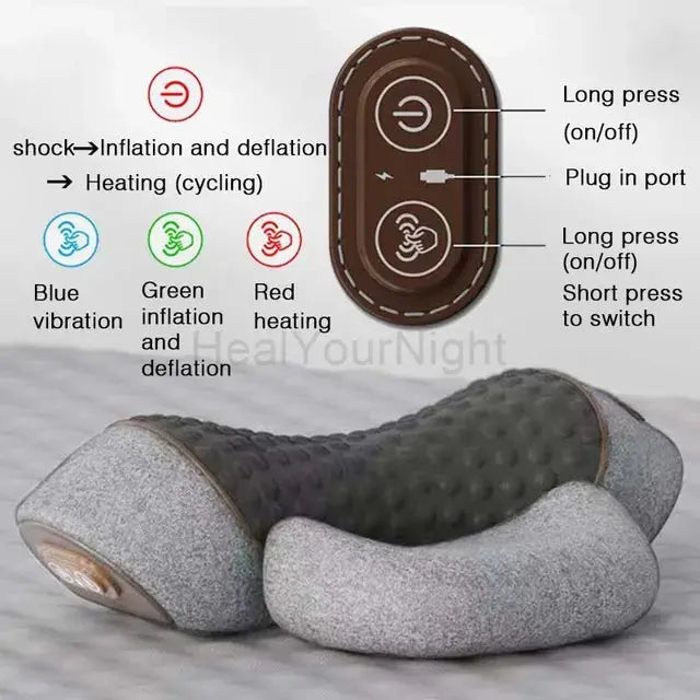 Electric Neck Massage Pillow Heating Vibration Neck Massager Back Cervical Traction Relax Sleeping Memory Foam Spine Support robustandrustic