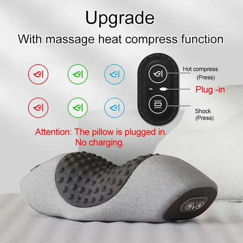 Electric Neck Massage Pillow Heating Vibration Neck Massager Back Cervical Traction Relax Sleeping Memory Foam Spine Support robustandrustic